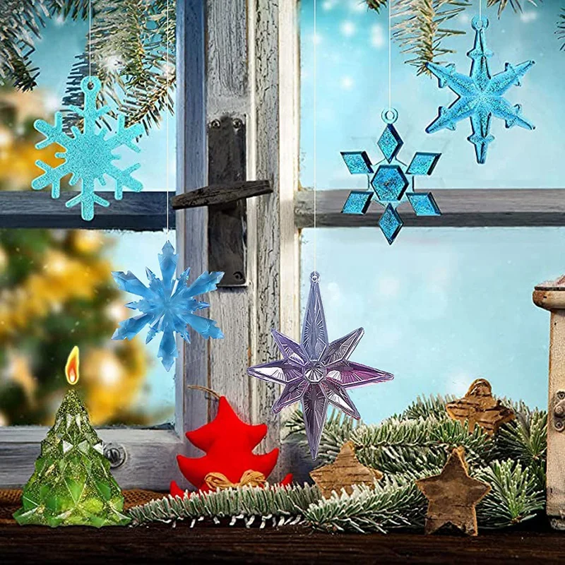 4 шт. рождественские формы из смолы, силиконовые формы для изготовления ювелирных изделий, форма для снежинок, украшения, кулон, ожерелье, серьги, подставка