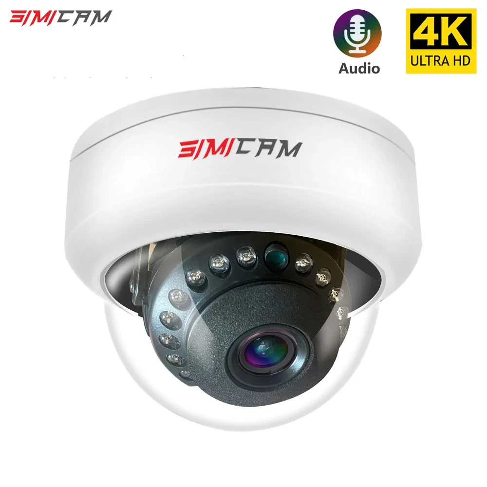 4k câmera de vigilância de vídeo poe doms dome ip onvif áudio 48v poe/dc 12v 4mp/5mp/8mp visão noturna cctv câmera de segurança nvr