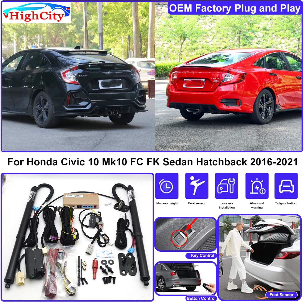 For Honda Civic 10 Mk10 FC FK Sedan Hatchback OEM Lifting Kit Trunk Electric Tail Gate Lift Powered Tailgate Liftgate Smart