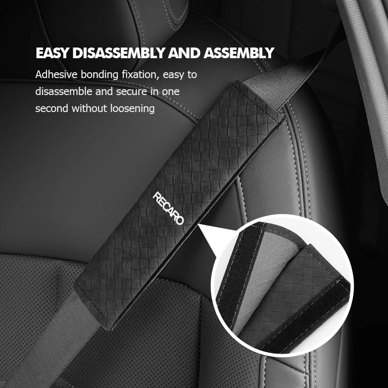 Car Seat Belt Covers Soft Leather Shoulder Pad Backpack Straps For Recaro view 3
