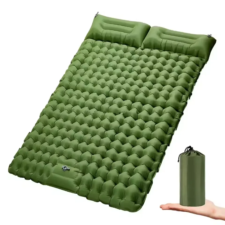 

Double Sleeping Pad - Self Inflating Extra-Thick for 2 Person with Pillow Inflatable Sleeping Mat Hiking