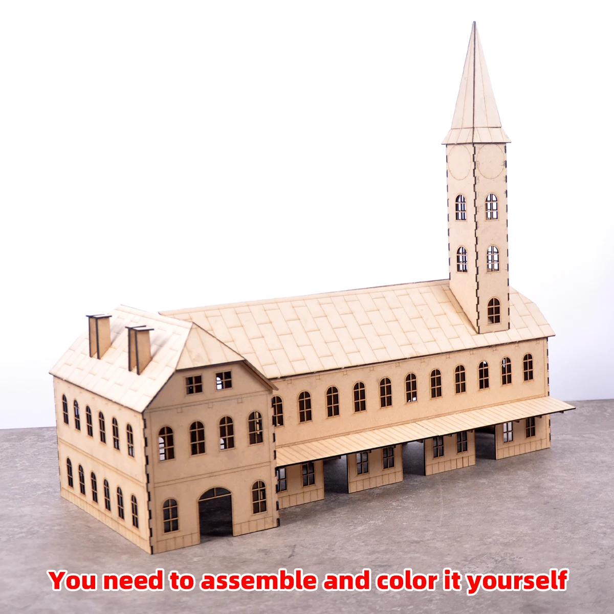 1/48 1/64 1/72 1/87 HO Maßstab Modellbausatz Miniatur-Diorama Architektonisches Gebäude Hausmodell Eisenbahn Unbemalte Stadt-Bahnhof – Detail 1