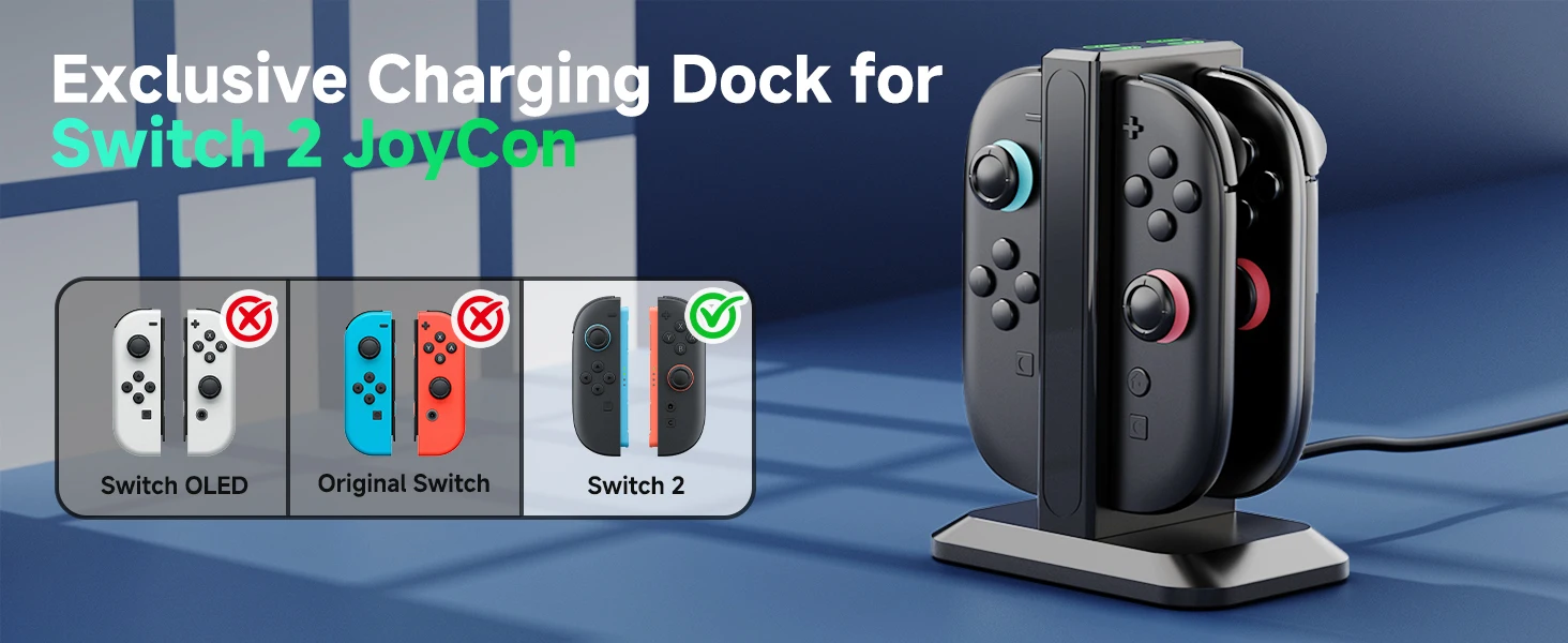 Joycon Ladestation für Nintendo Switch/Switch 2, Joy-Con Controller Ladegerät 4in1 Station für Nintendo Switch Controller Ladegerät – Detail 11