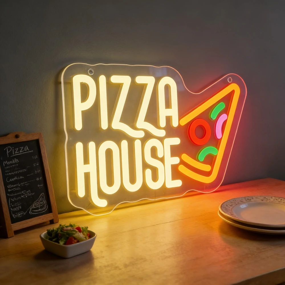 

Pizza House LED Neon Sign for Restaurant Bar Cafe Home Kitchen Decor Pizza Art Lighting Creates Cozy Dining Atmosphere