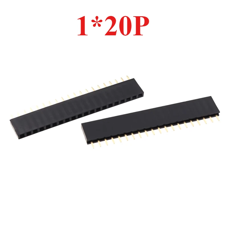 50Pcs 2.54mm Single Row Straight Needle Female Header Socket Pitch 2.54mm 2P/3P/4P/5P/6P/7P/8P/9P/10P/12P/13P-40P Pin Connector
