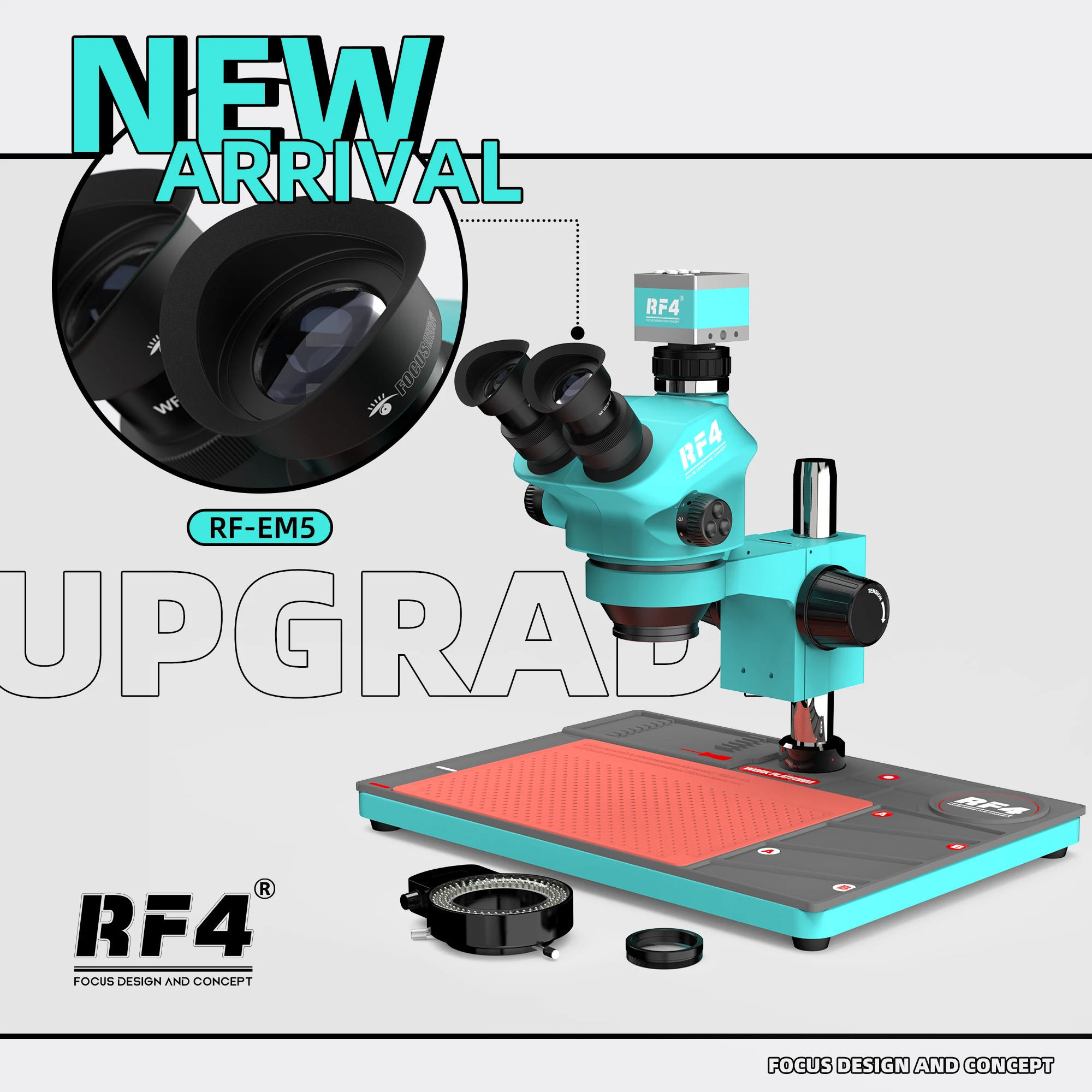 RF4 7-50X Continuous Focus Magnification Jewelry Inlay Observation HDMI 2K Camera Optical Zoom Microscope RF7050-PO4-2KC2 