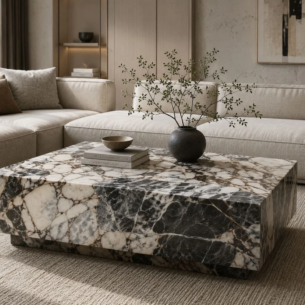 Modern Side Table Nordic Kaia Calacatta Viola Marble Plinth Block Large Coffee Table Luxury Quality Cheap Price