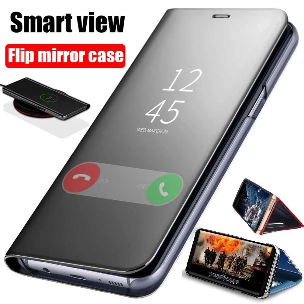 

Smart Mirror Flip Phone Case For Samsung Galaxy S20 S10 S9 S8 Plus S10E Note 20 Ultra 10 Lite 9 8 A50 A71 A51 A10 A20 M31 Cover