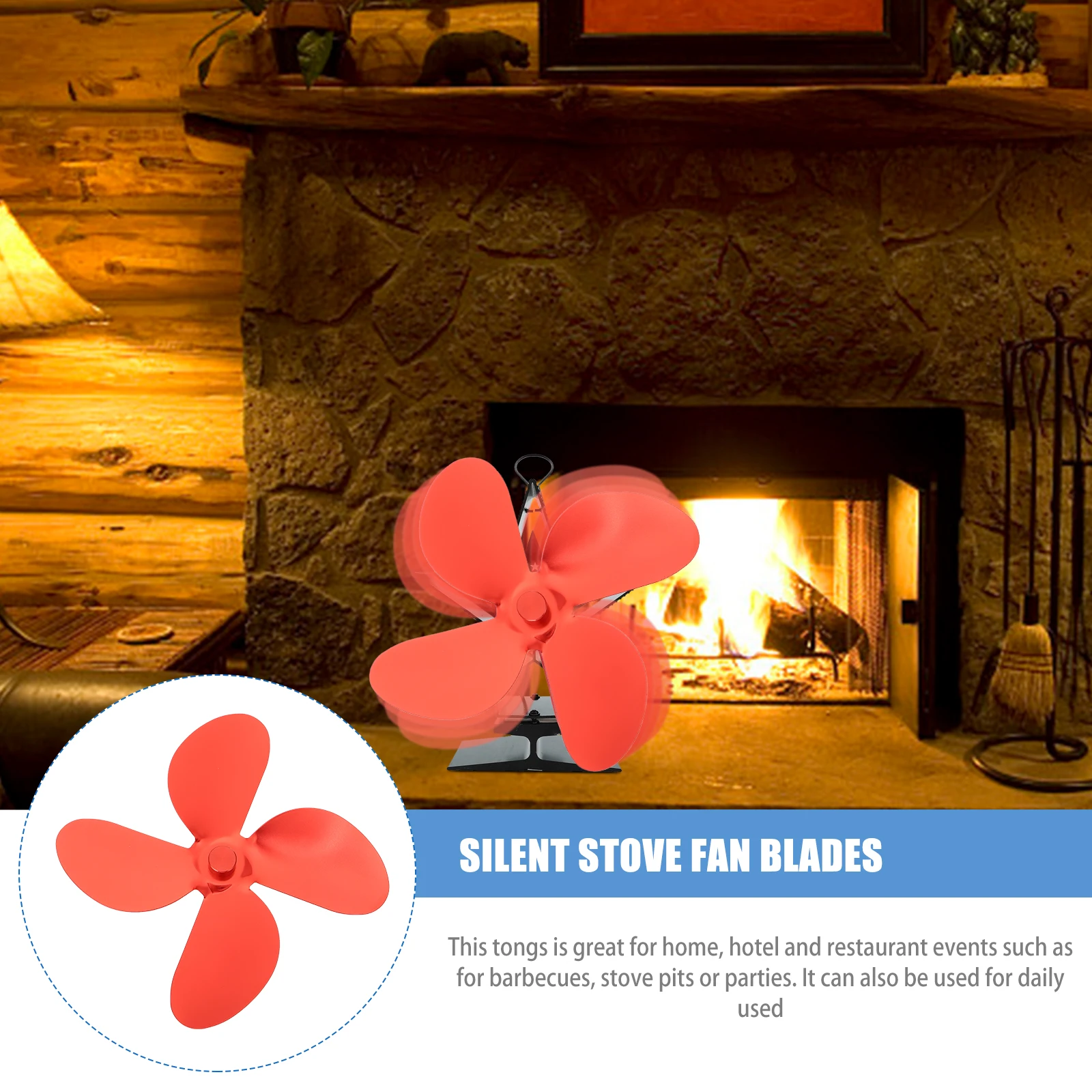 

Aluminum Alloy Fan Blades Fireplace Parts Fans Heat Powered Spare Practical Replacement