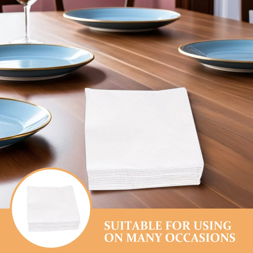 300 ورقة مناديل مربع بيضاء 2 رقائق المناديل الورقية عشاء المناديل مطعم لوازم الحفلات عيد الميلاد عيد ميلاد صديقة للبيئة