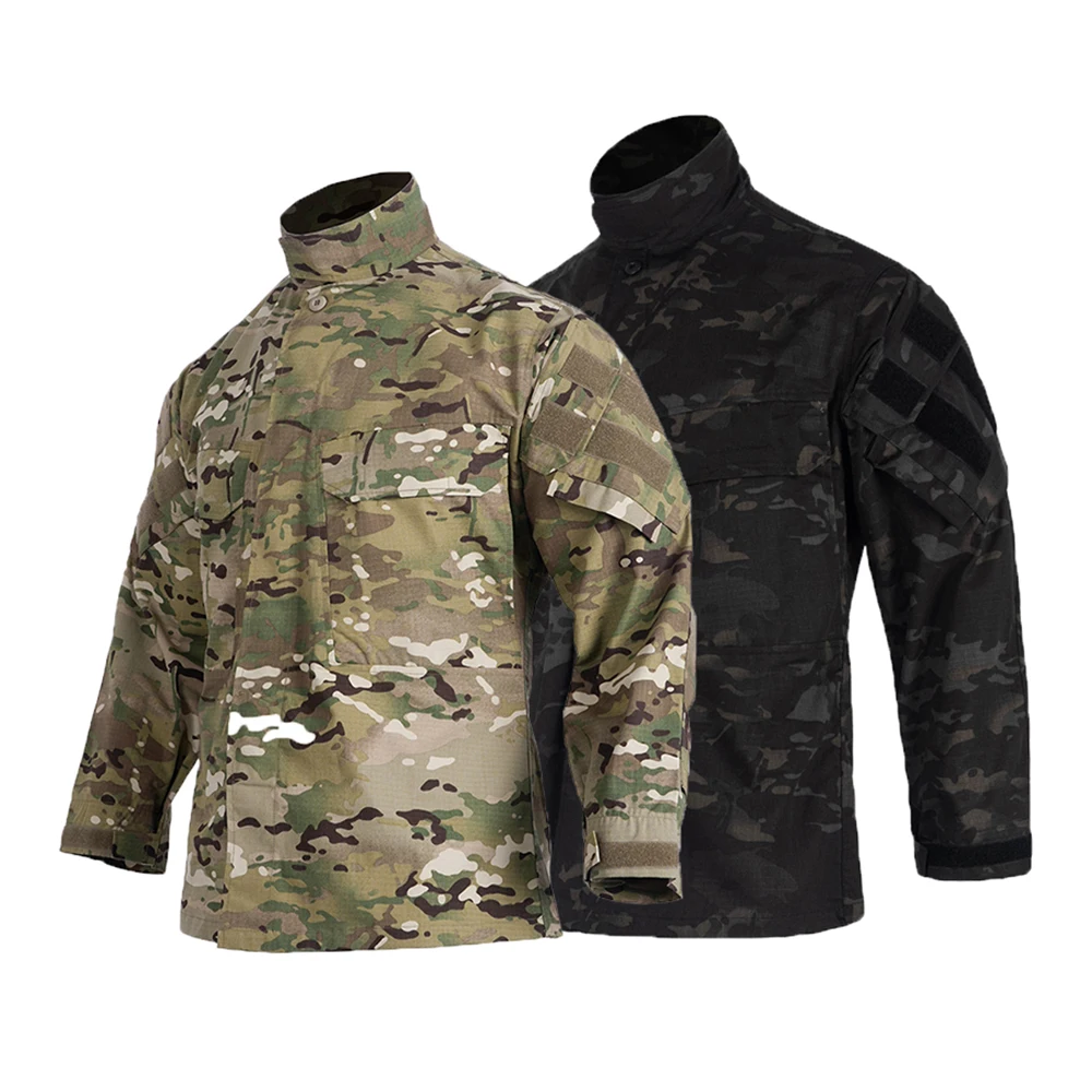 Men\'s Field Camouflage Clothing Tactical Combat Training Uniform Outdoor Hunting Camping Camo Long Sleeved Windbreaker Coat