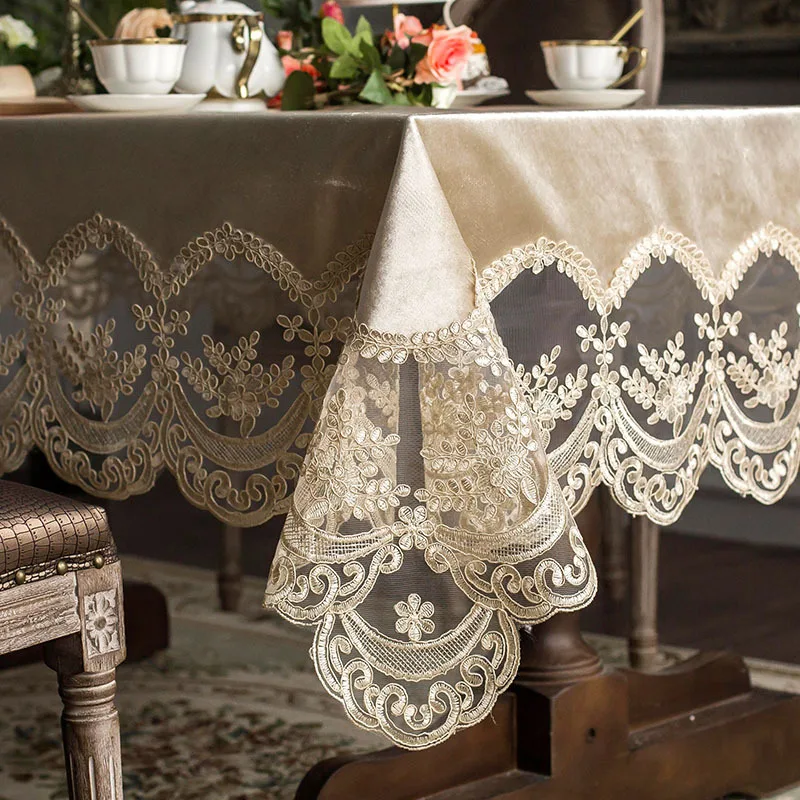 European Style Embroidery Lace Tablecloth for Home Wedding Room Decor Table Cloth Rectangle Table Cover Christmas Decoration