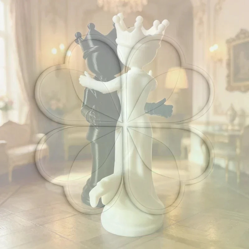 3D Printed Chess King Queen Statue Customizable Color Desktop Ornament Modern Home Decor for Office Desk Gift for Boyfriend Gir
