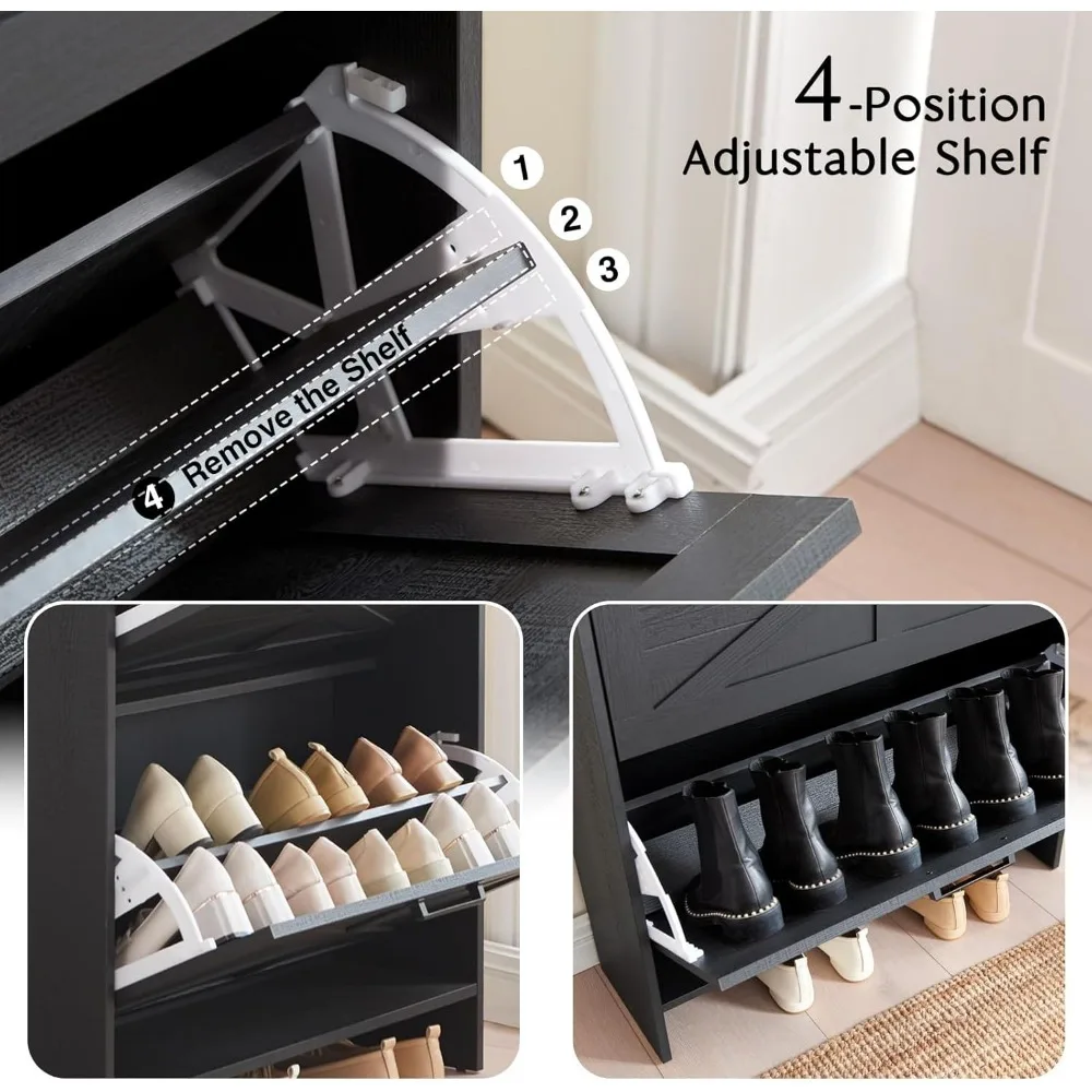 خزانة أحذية قائمة بذاتها على طراز المزرعة مع أدراج مخفية وتصميم ضيق للتخزين الفعال #4