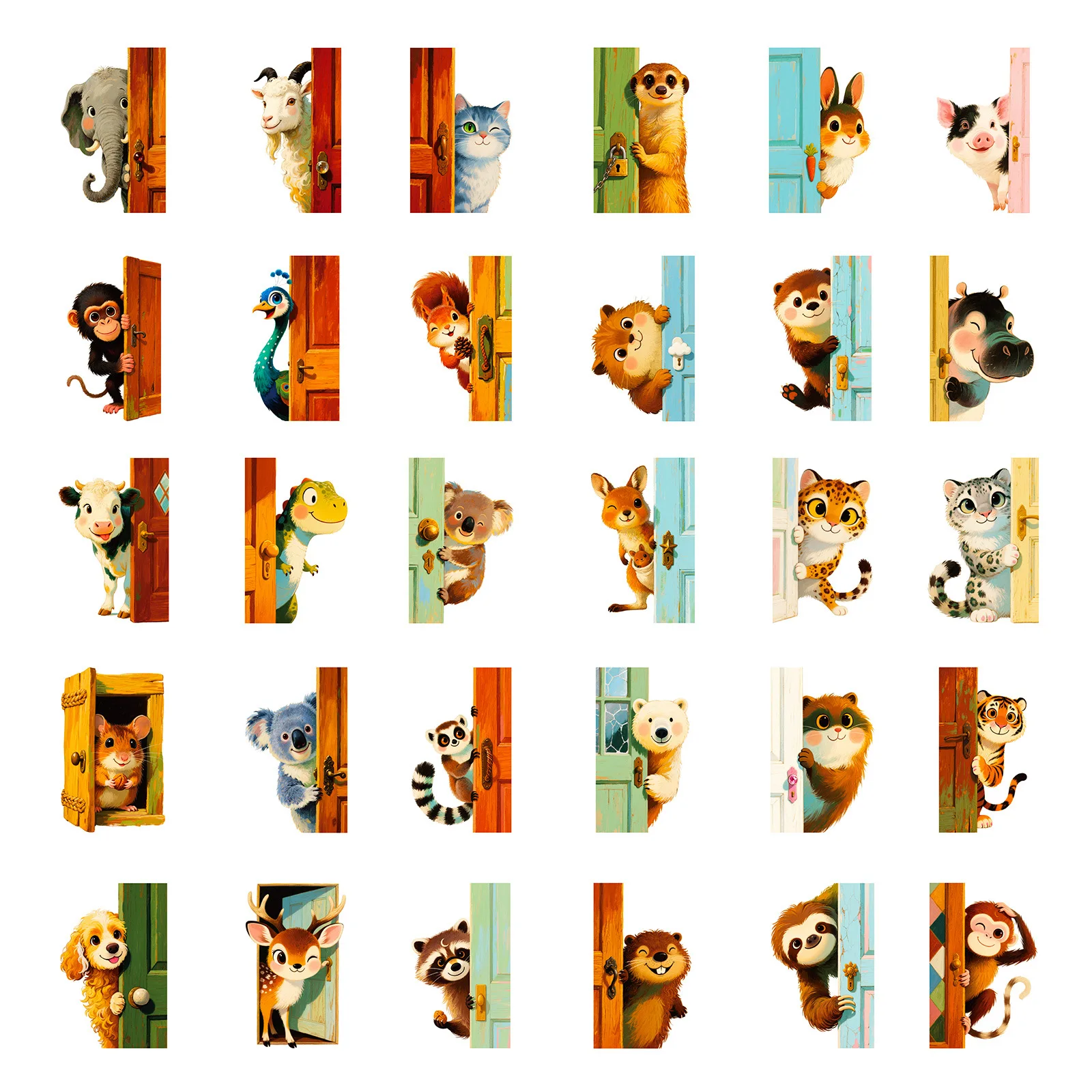 56 قطعة من ملصقات الحيوانات المضحكة المقاومة للماء لتزيين جرافيتي الكرتونية وحقيبة دفتر ملاحظات ذاتية الصنع وشارات ثلاجة الجيتار #5