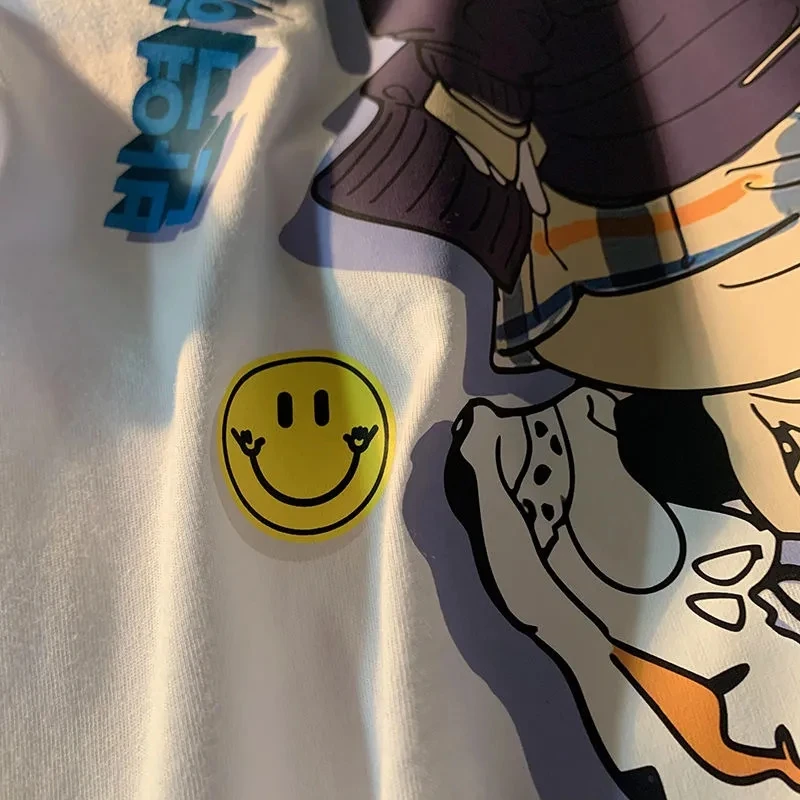 Oversized Women T-shirt Anime Print Temperament Girly Japanese Short Sleeve Summer Clothing Punk Shirt Vintage T-shirt Clothes