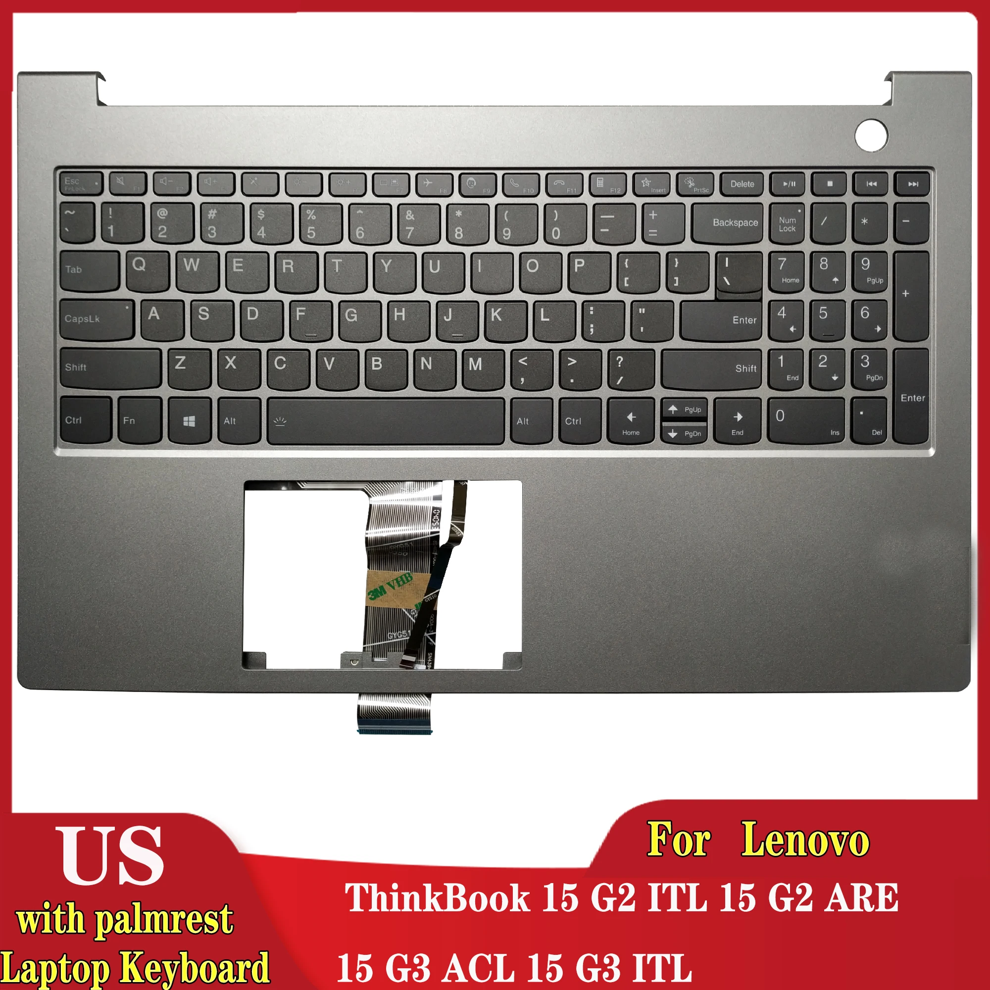 

NEW US laptop keyboard for Lenovo ThinkBook 15 G2 ITL 15 G2 ARE 15 G3 ACL 15 G3 ITL with palmrest upper cover backlight