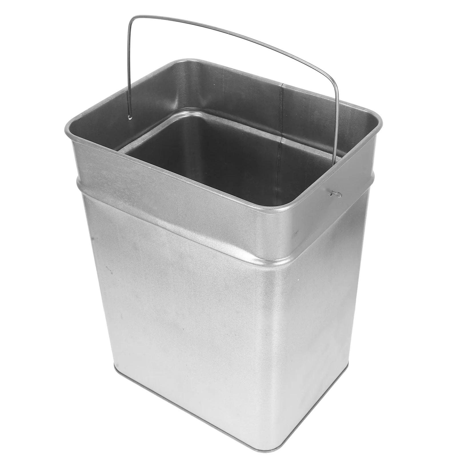 

Galvanized Steel Trash Can Liner Round Metal Waste Bin With Handle For Kitchen Bathroom Bedroom Office Under Sink Cabinet