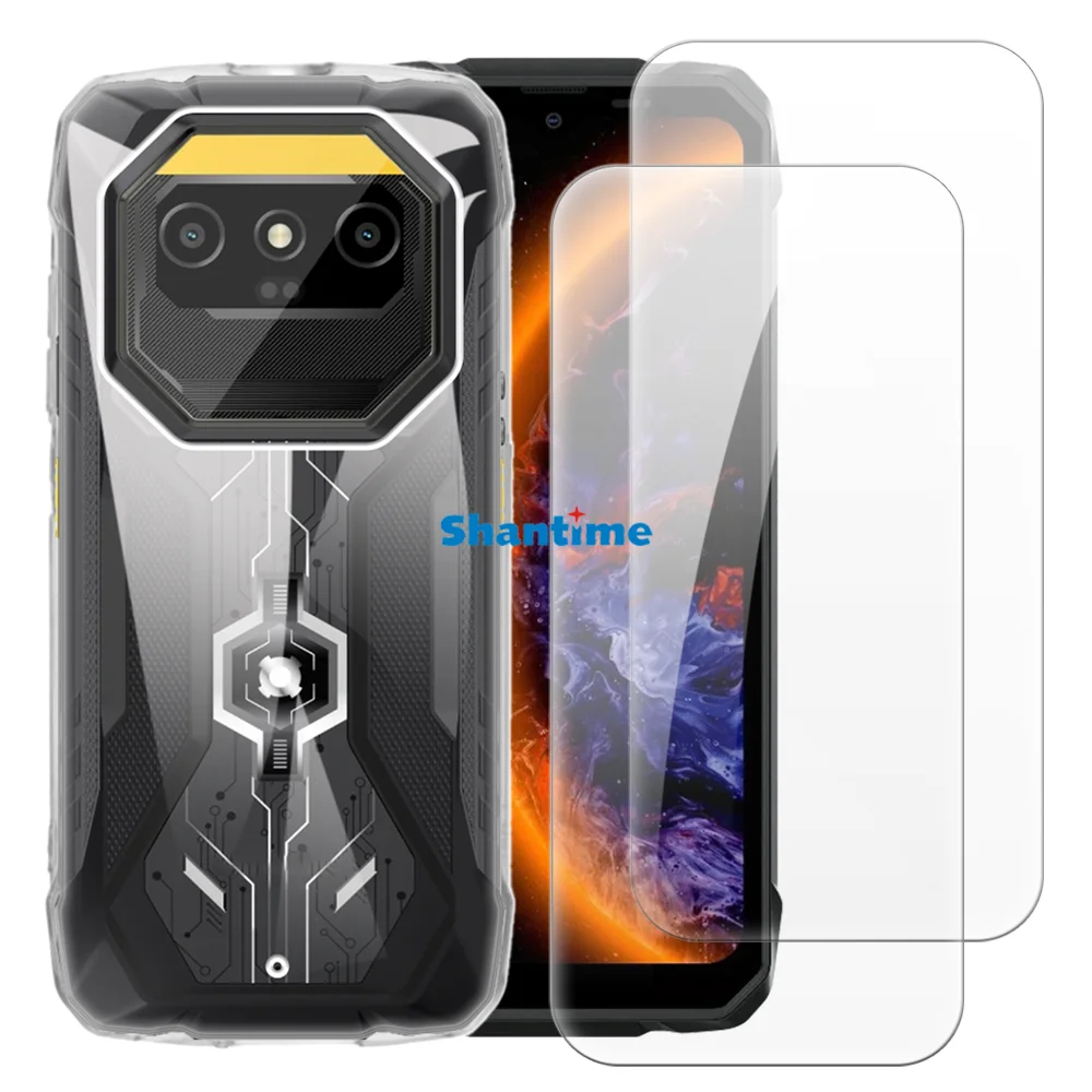 Weiche Hülle + 2er-Pack Displayschutzfolien aus gehärtetem Glas für Blackview Rock 1 Pro, Rundumschutz