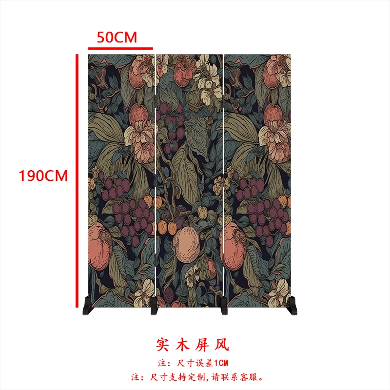 Paravent en Bois Massif de Fleurs Rétro Françaises, Déflecteur Mural Décoratif de Fond de Salon, Entrée, Cloison Mobile Pliable