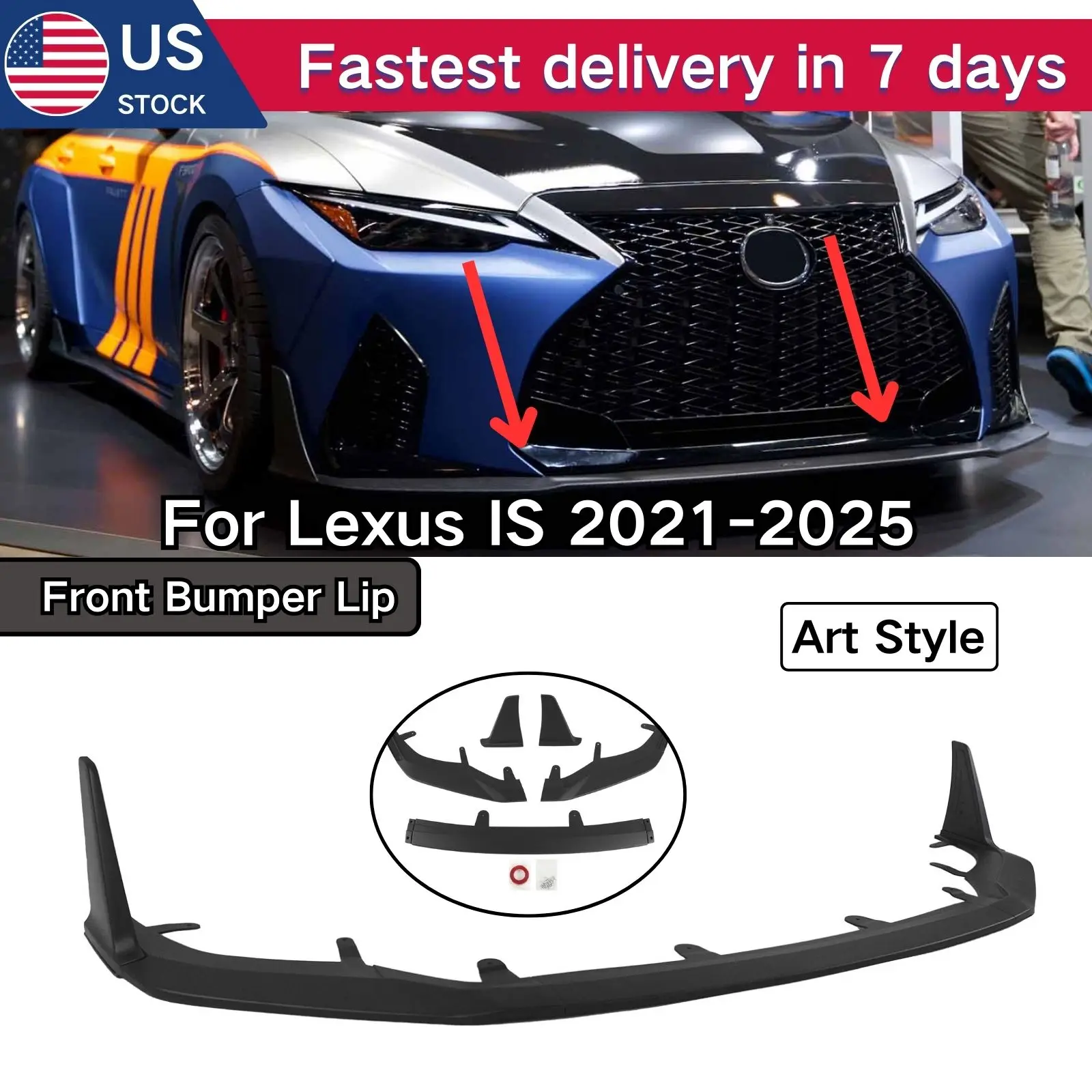 

Передний бампер для Lexus IS 2021 2022 2023 2024 2025 Автомобильные аксессуары Углеродное волокно Печать АБС-пластик Комплект кузова Глянцевый черный