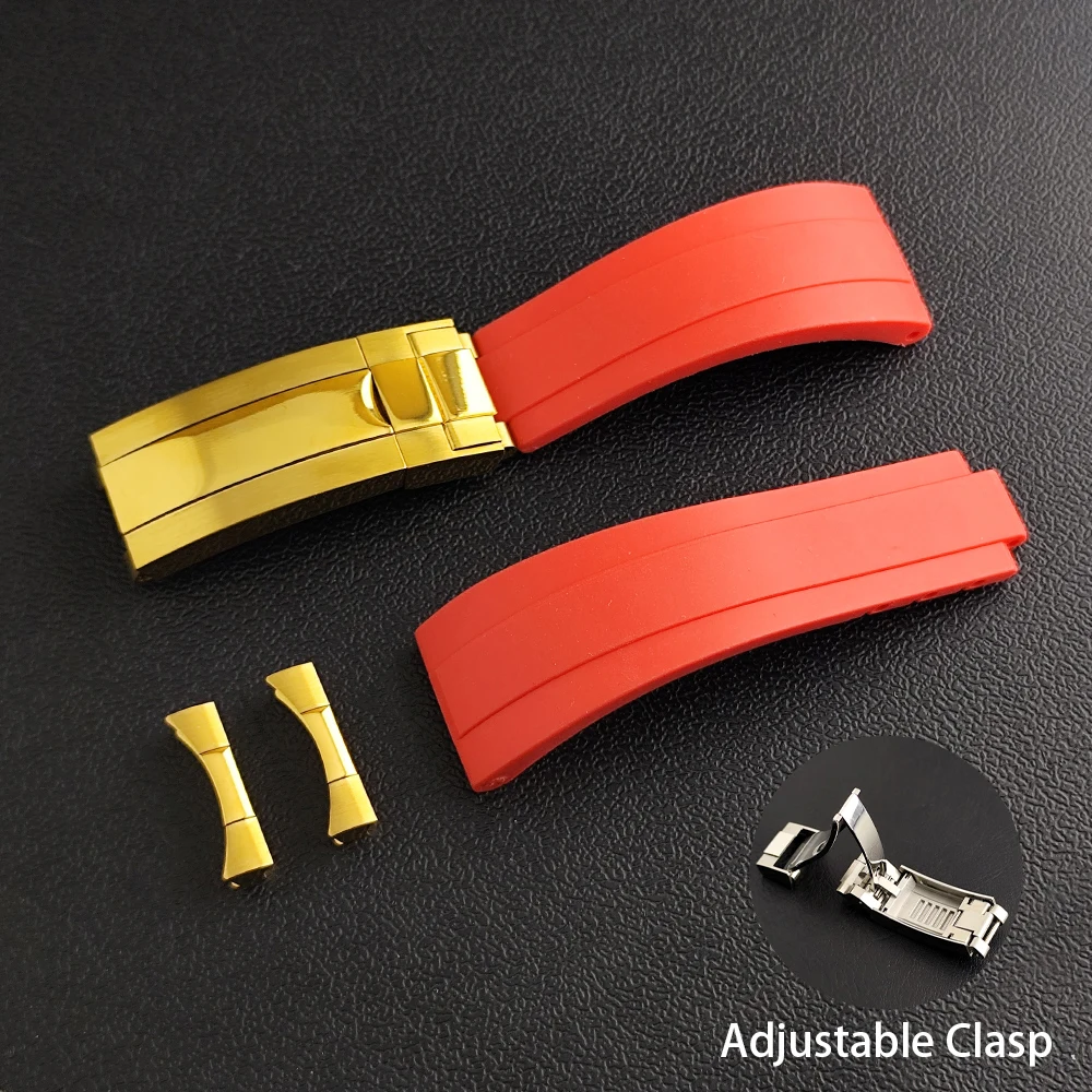 High Quality 20mm Watch Strap And Curved Watch Strap Ends Adjustable Rubber Watch Strap Fits 20mm Width VK63 Case Watch Parts image 3