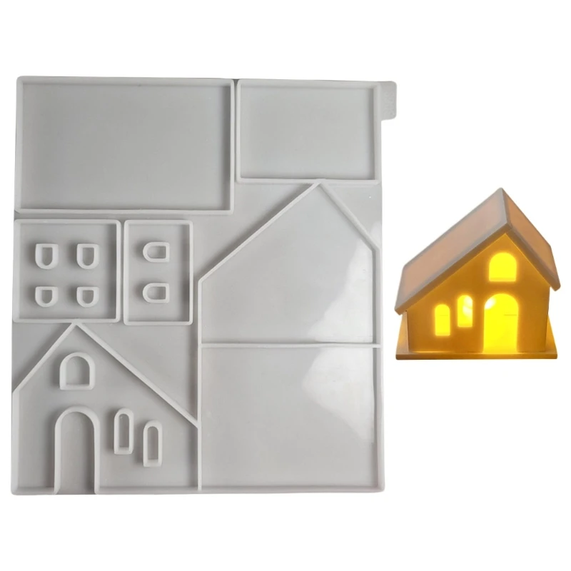 Y4QE Customizable Sturdy Silicone House Mold Set Portable for Stylish Keychains Sturdy and Easy to Use Resin Tools