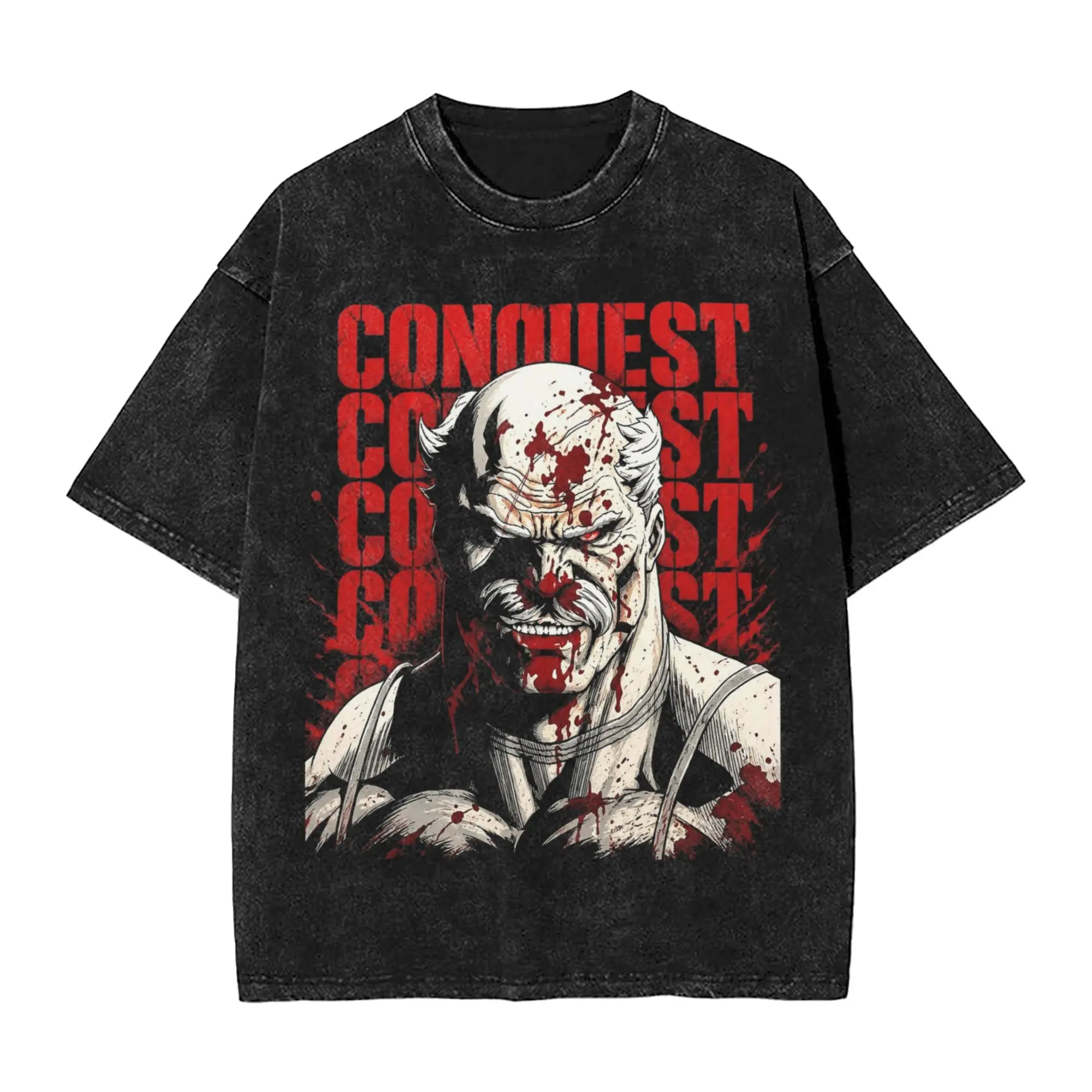 Conquest Invincible Comic Thragg T Shirts Hip Hop Washed Street T-Shirt  Fashion Men Women Tops Streetwear Printed Tee Shirt