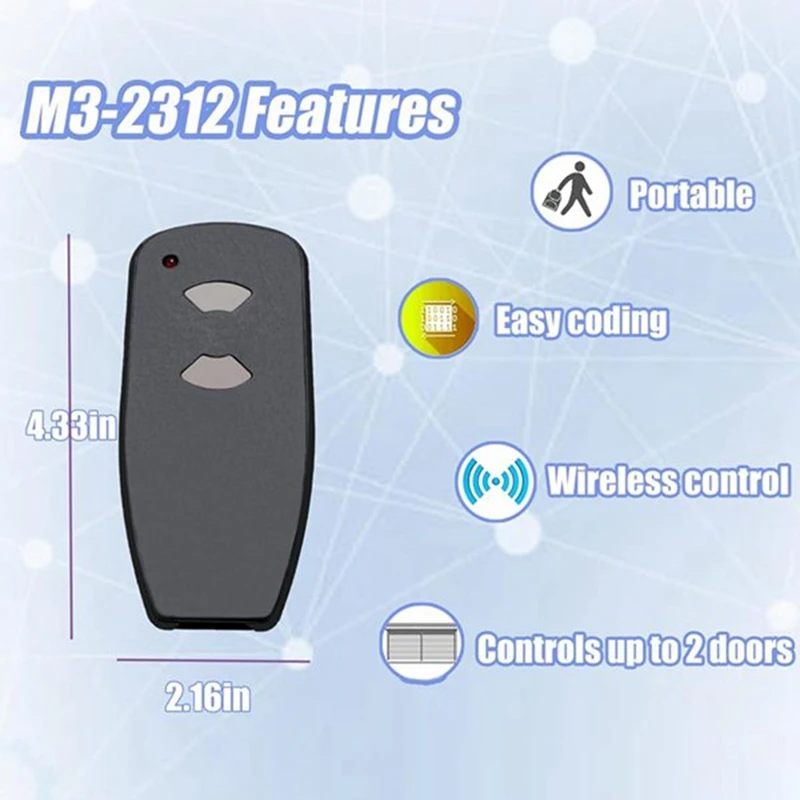 5PCS M3-2312 Garage Remote For Marantec 315MHZ Remote,2 Keys Garage Door Remote Controller
