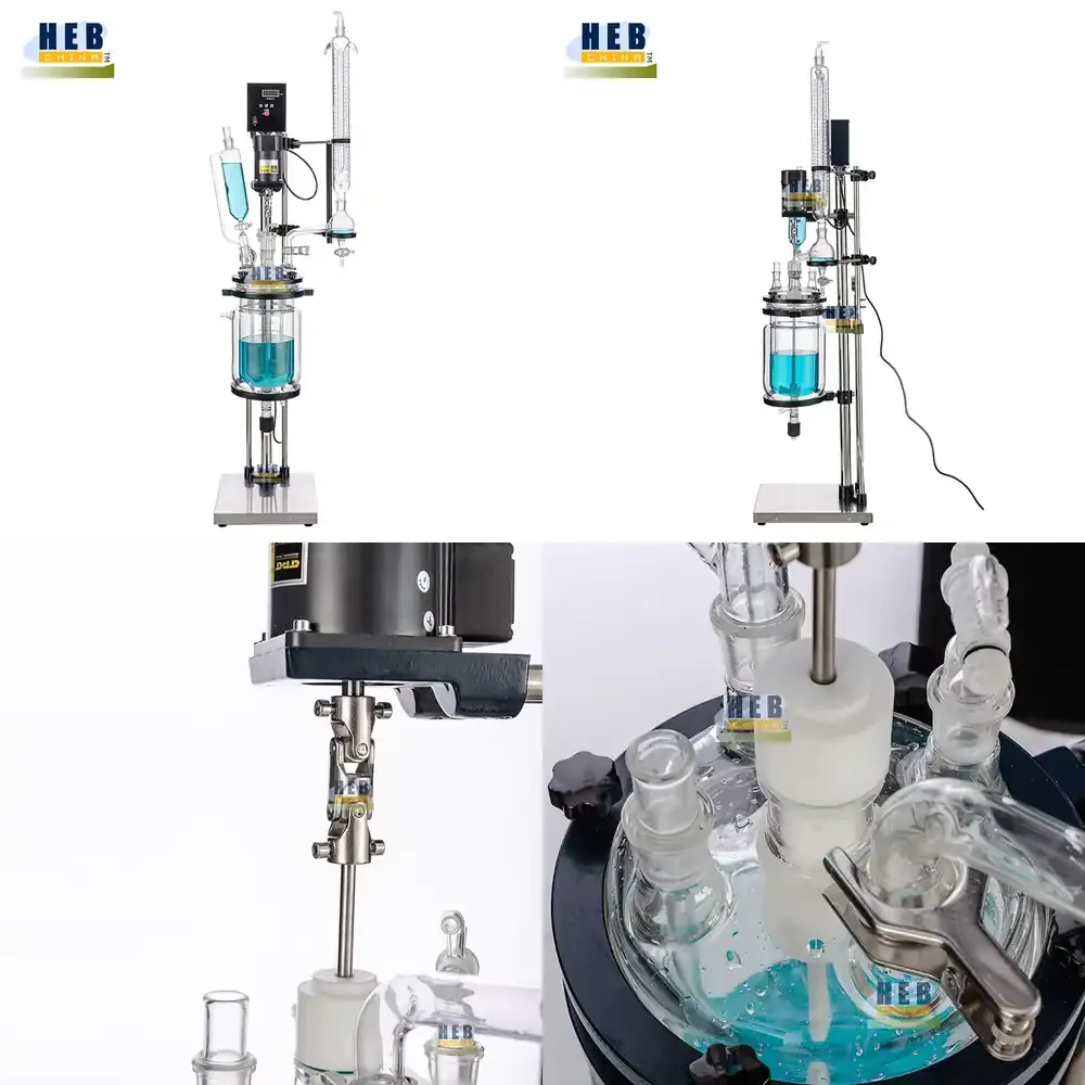 5L Small Lab Organic Chemistry Glass Reactor Reaction Kettle with Motor Semi-Automatic