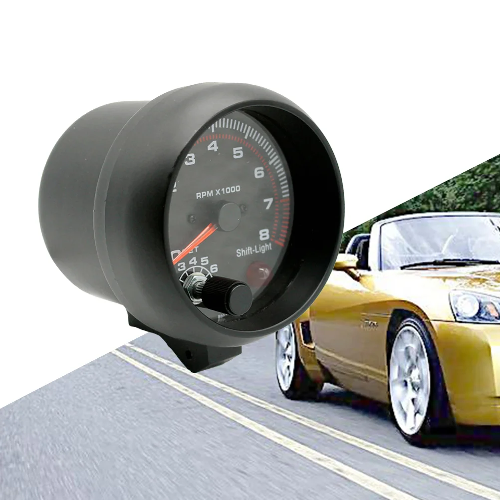 

12V Digital Tachometer Gauge 95mm Dial Red Light Auto Car Engine Meter (Black) rpm gauge tachometer rpm