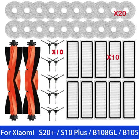 Xiaomi 로봇 진공 S20 + / S10 Plus / B108GL / B105 / B108CN B113CN 부품 액세서리 필터 메인 사이드 브러시 걸레와 호환 가능