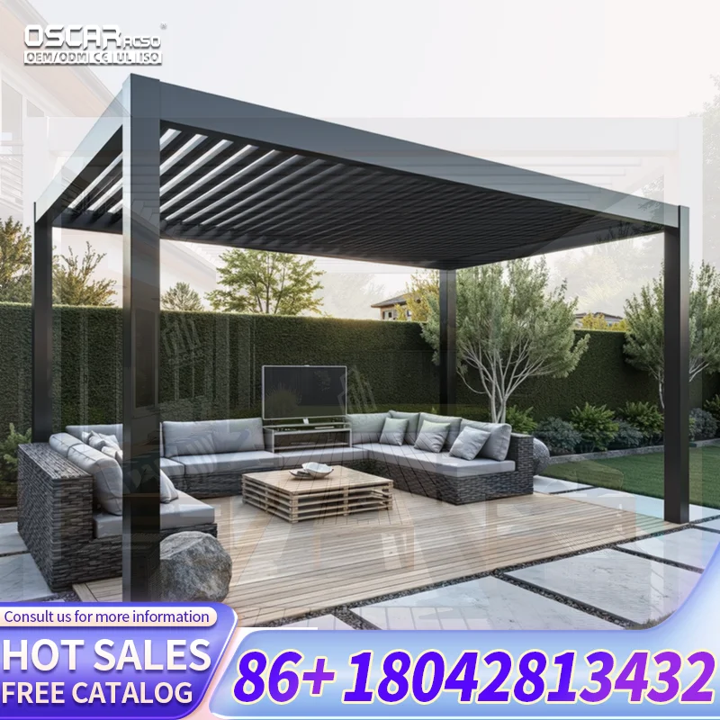 16x16 Feet Wall Mounted Outdoor Shelter for Patio Balcony with Gazebo Pavilion Features pergola