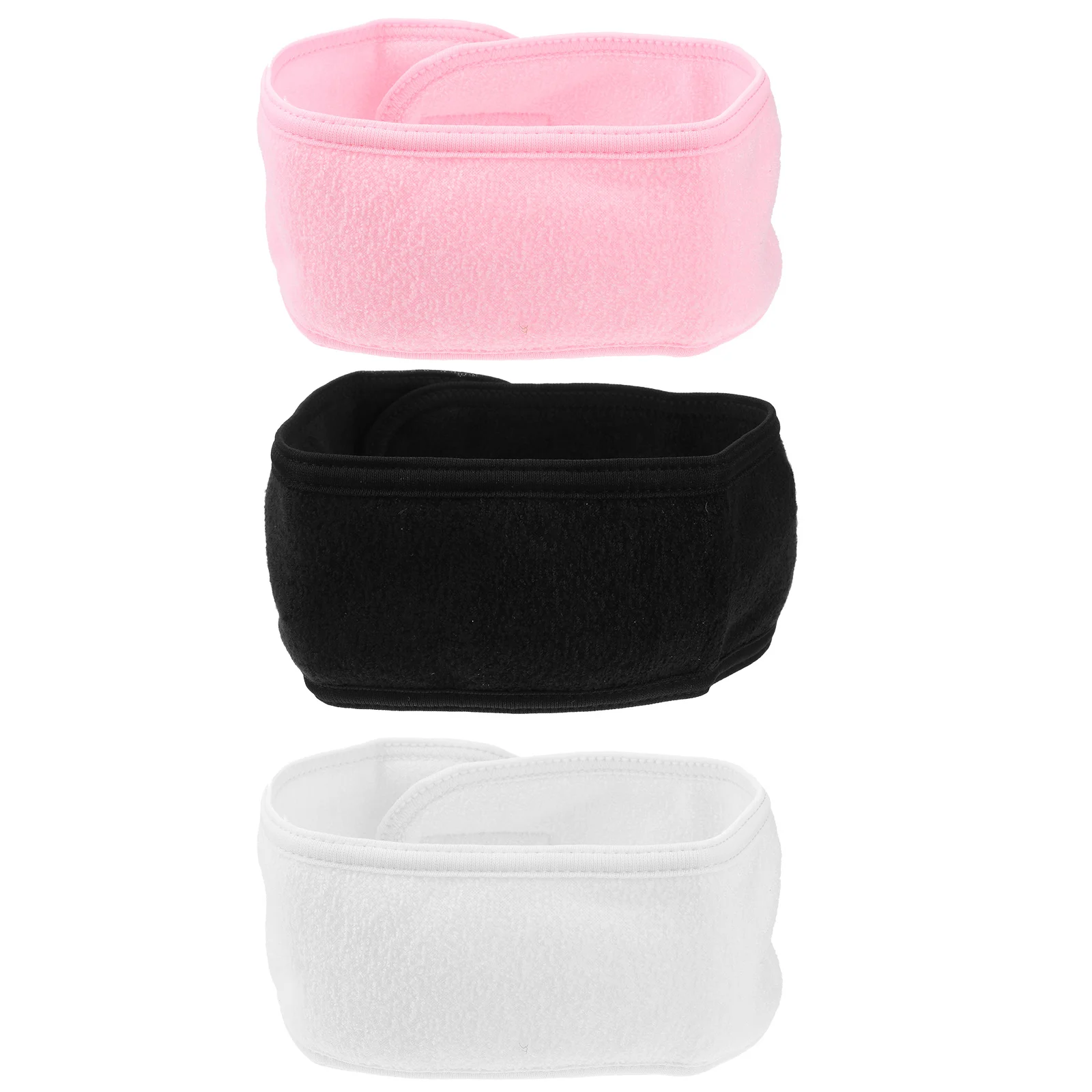 

3Pcs Facial Spa Headband Towel Elastic Black White Pink 23.6x3.3Inch Adjustable Women Hairstrap Makeup Wristband