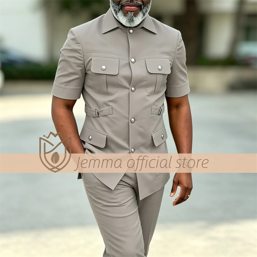 

Men's 2-Piece Short Sleeve Safari Style Suit for Custom Weddings, Parties, Formal Dinners & Cocktail Events