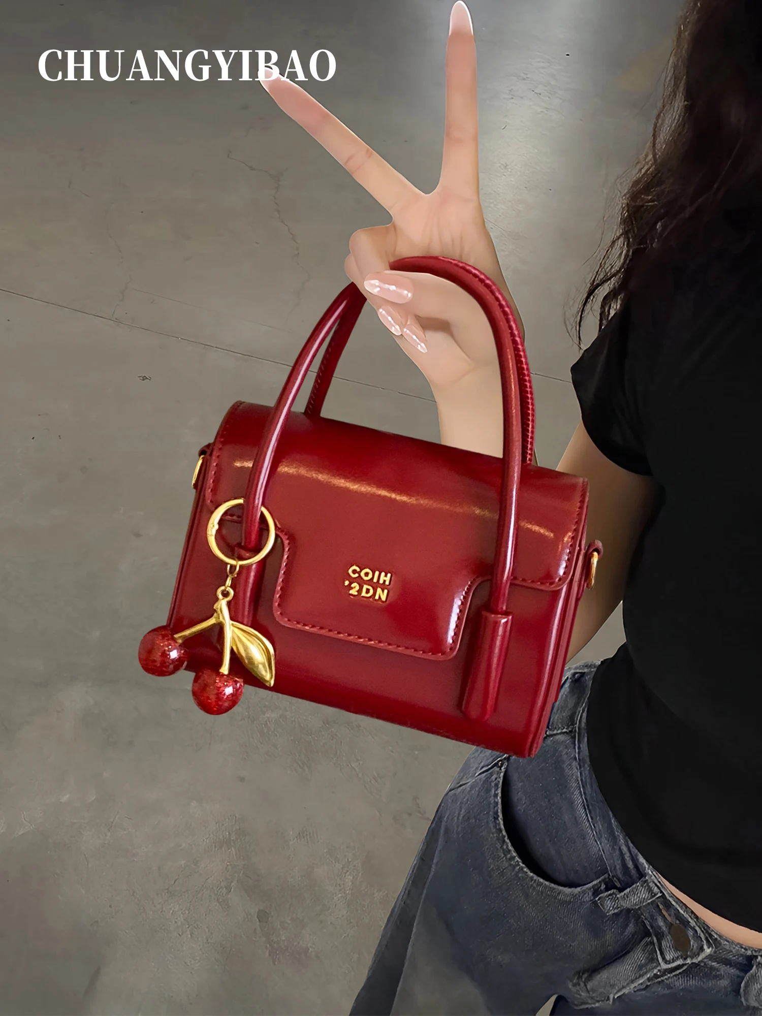 

Red Ele Small Square Handbag Women's New 2025 Luxury Subtle High-End Sensation Clutch oulder Crossbody Bridal Bag