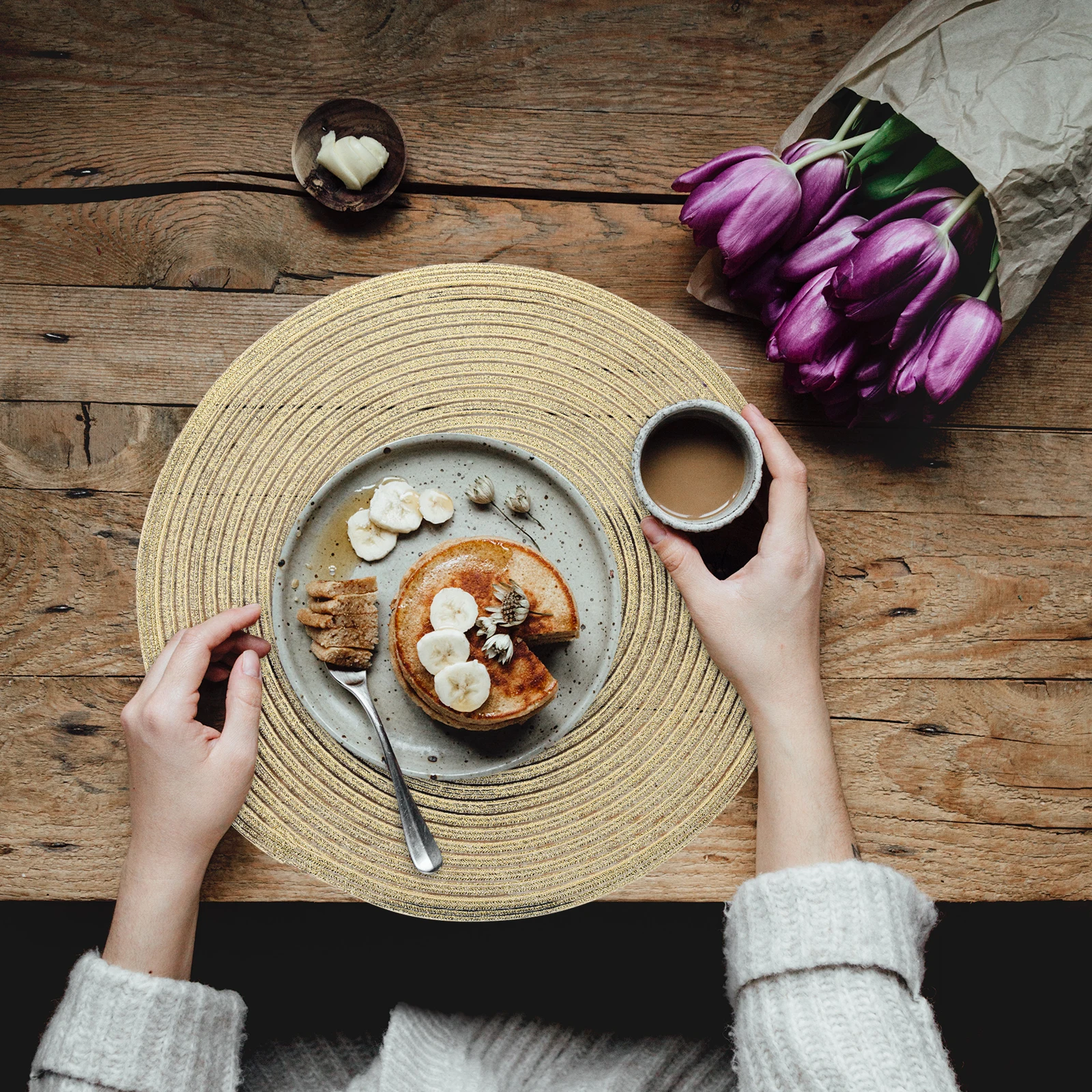 

4Pcs Cotton Woven Placemats Non-Slip Heat Insulation Table Mats Practical Protective Dining Home Decoration