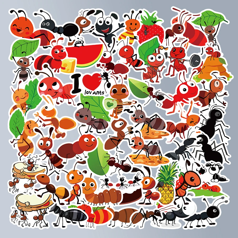 54 Adesivi Formiche Giocose Assortimento Di Decalcomanie Colorate Per Insetti Per Computer Notebook, Pianificatore, Decorazioni Per La Stanza, Collezione Di Adesivi A Tema Naturale