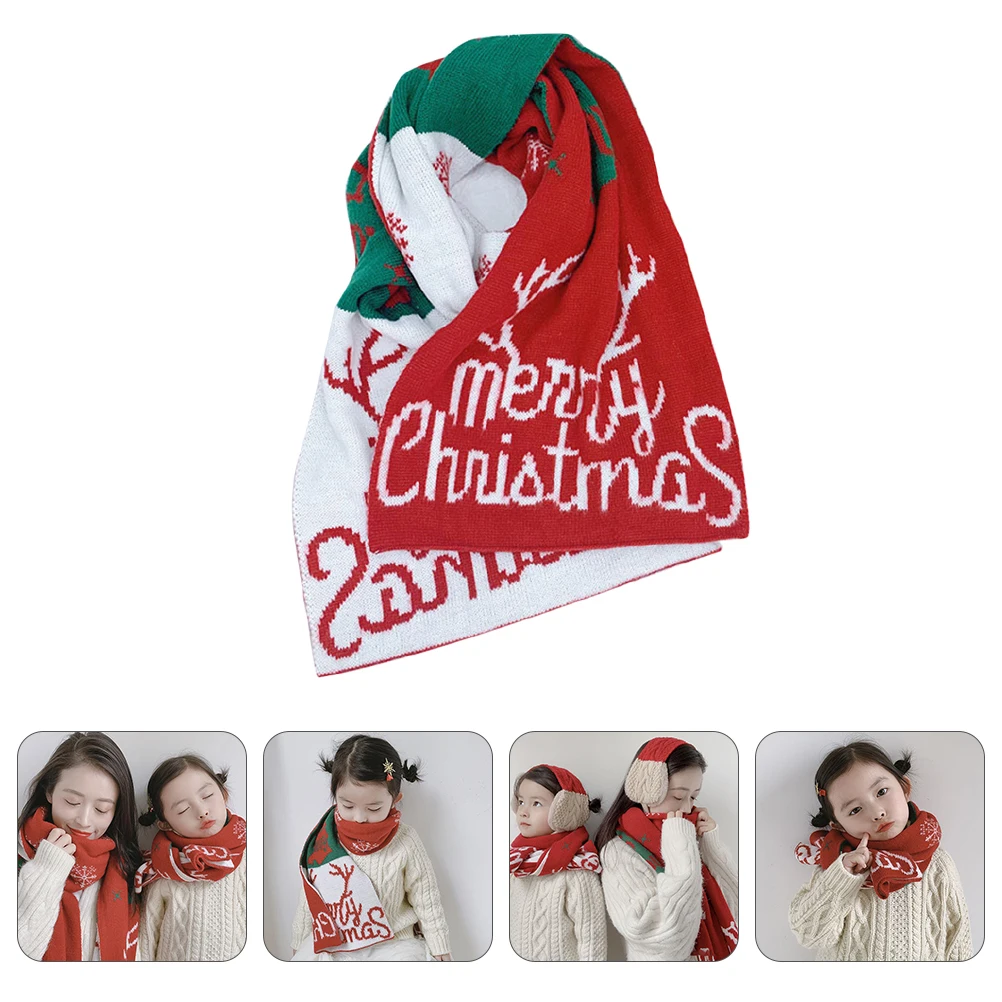

Family Scarf Christmas Shawl Warm Knitted Women Fleece Negro Winter Gifts Kids Parent Child Skin friendly Festive Style Flexible