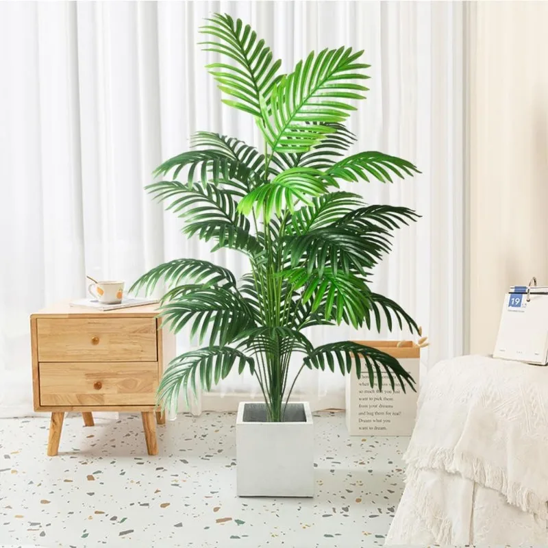 4ft 2pcs Large Artificial Plants Fake Palm Tree Tropical Palm Leaves Faux Palm Plants Tall Tree