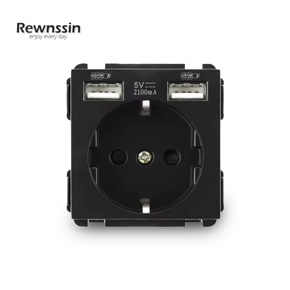 S Series -USB Wall Socket Lamp Switch Module Wall Power Internet Socket Frame Accessories Black Module DlY Free Combination