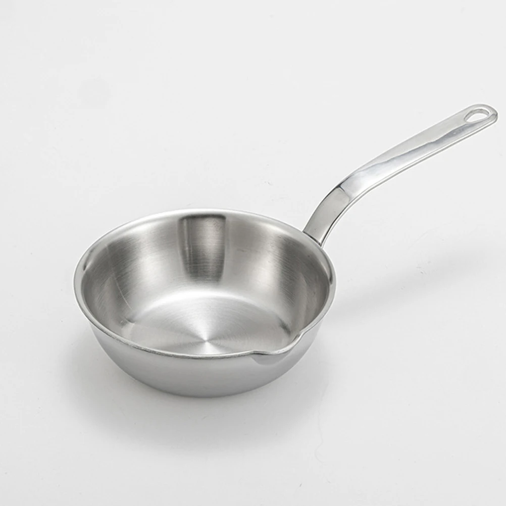 

1pc Stainless Steel Milk Pot Small Saucepan Butter Coffee Warmer Melting Pot Oil Chocolate Dual Spout Portable Fry Pan Soup Rice
