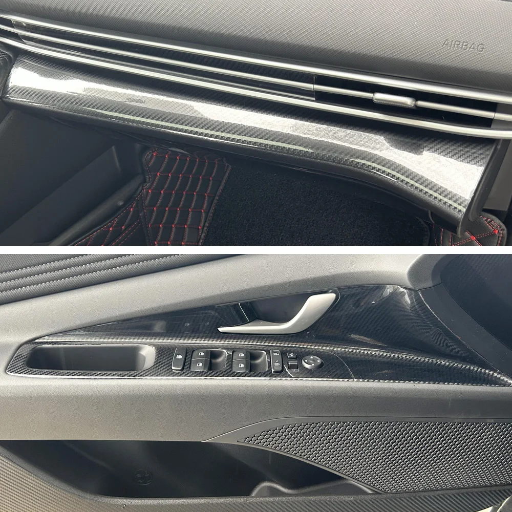 Car-Styling 3D/5D Carbon Fiber Car Interior Center Console Color Change Molding Sticker Decals For hyundai Elantra CN7 2021-2023