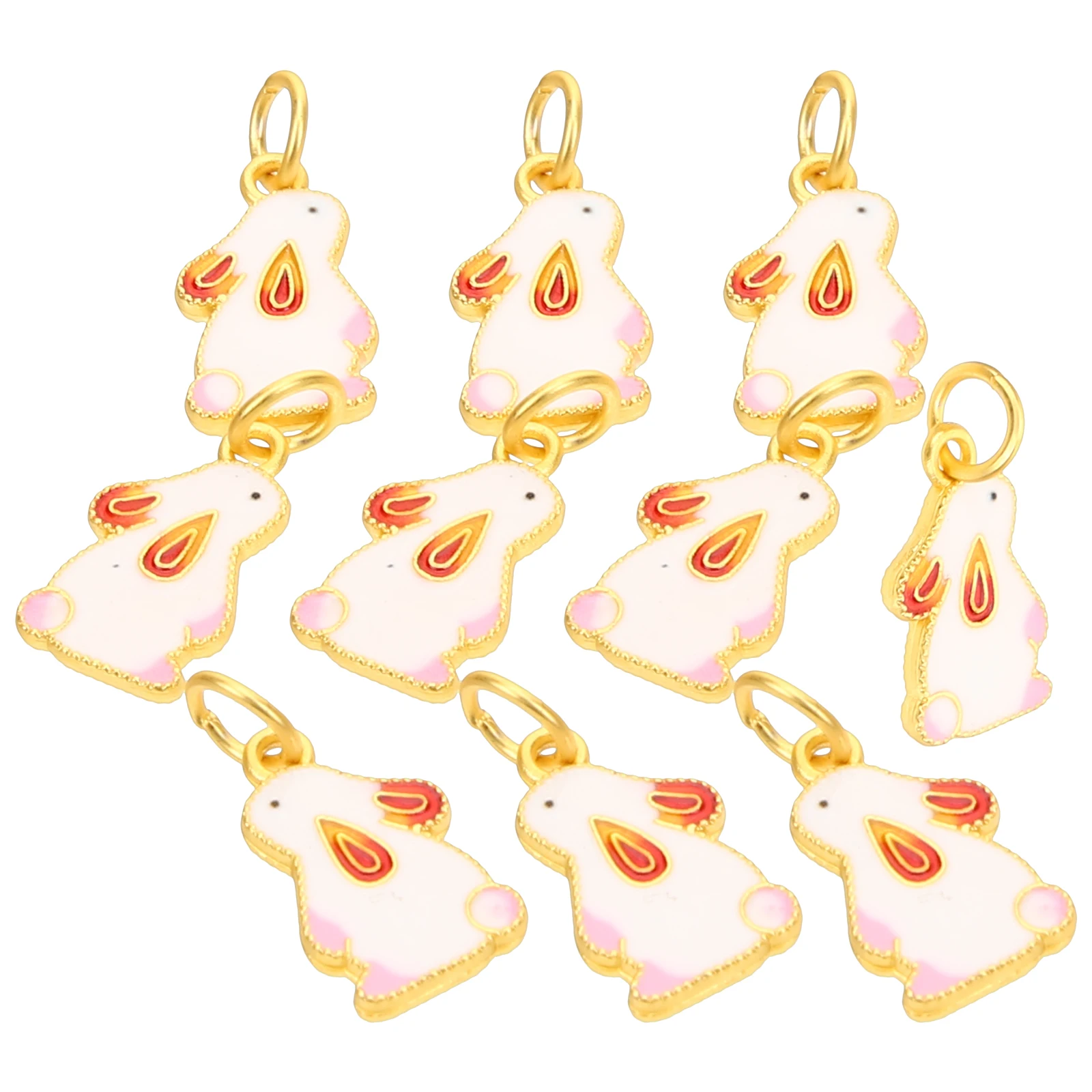 

10pcs Rabbit Pendant Bunny Charms Bracelets Jewelry Making Crafts New Year Accessories Girls Party Decorations DIY Gifts Zodiac
