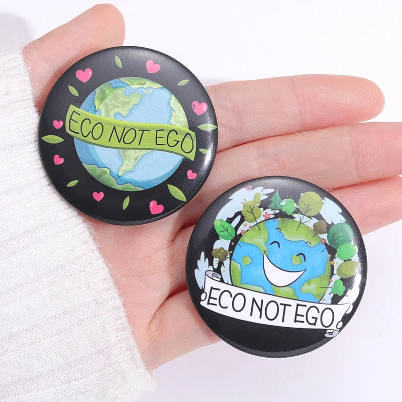 Eco Not Ego Help Me I \'m Dying Tinplate Soft Button Pin Protect The Earth Brooch For backpack Collar Badge Accessories Pin Gifts