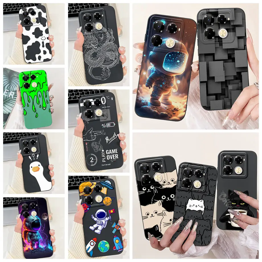 For Infinix Note 40 X6853 / Note 40 Pro 4G 5G / Note 40 Pro+ Plus Case Cover Liquid Silicone Soft TPU Cool Style Cartoon Fundas