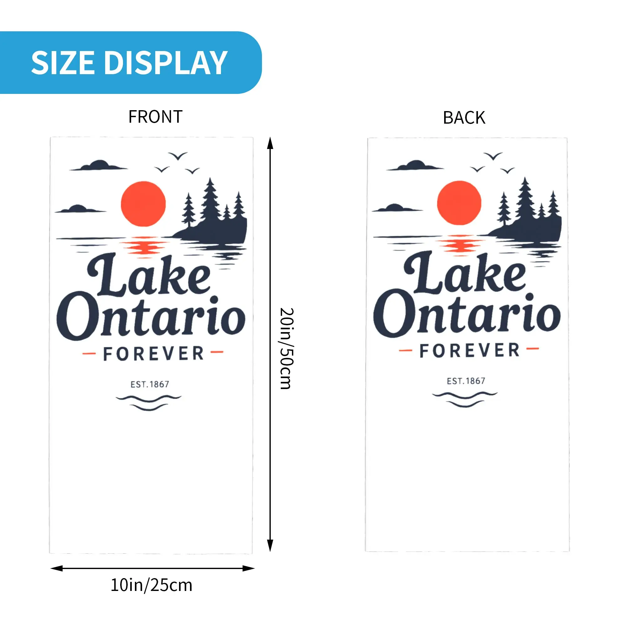 Great Lakes Lake Ontario Forever 1867 Bandana Neck Gaiter Balaclavas Mask Scarf Printed Souvenir Headband Multi-use Hiking Adult