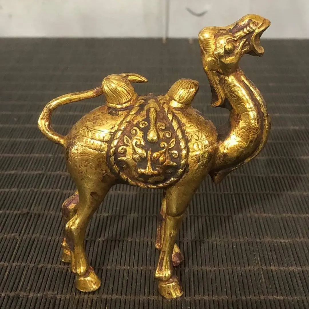 Gilt Camel Ornament Decoration Tea Pet Figurines Desk Decor Accessories