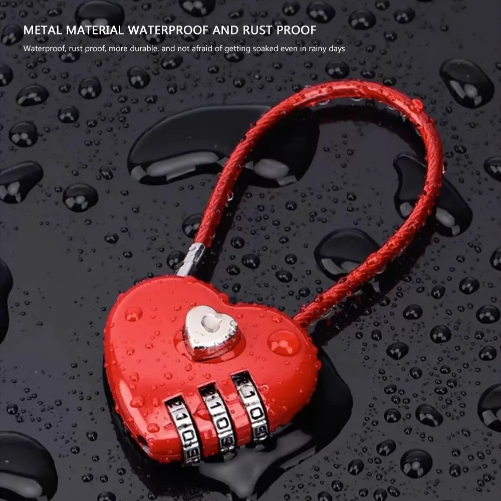 New Heart Style Love Password Lock 3 Digit Password Password Code Padlock Padlock Backpack