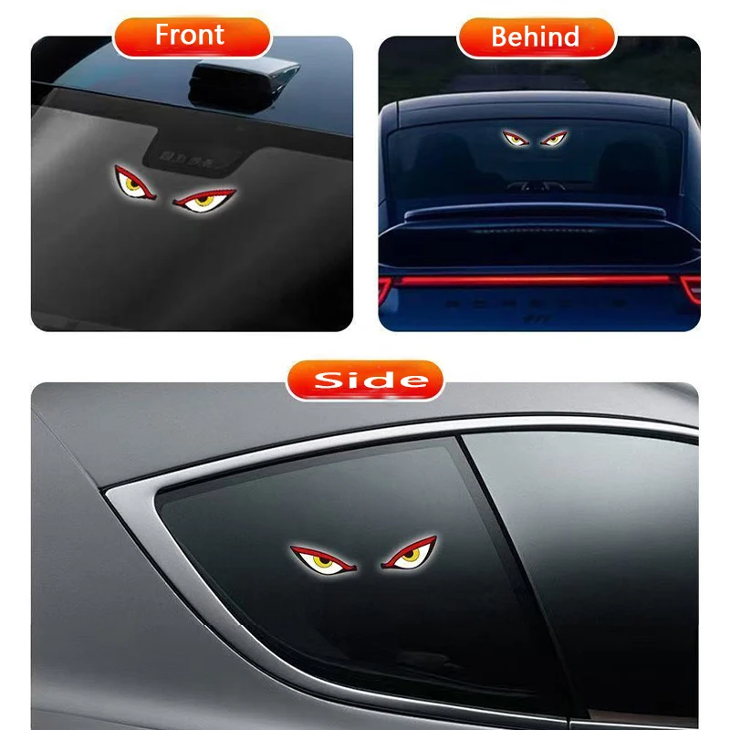 Evil Eye LED Car Window Lights Ambient Lights Type-C Rechargeable Solar Flashing Warning Decor for Car SUV Truck Van Rear Window